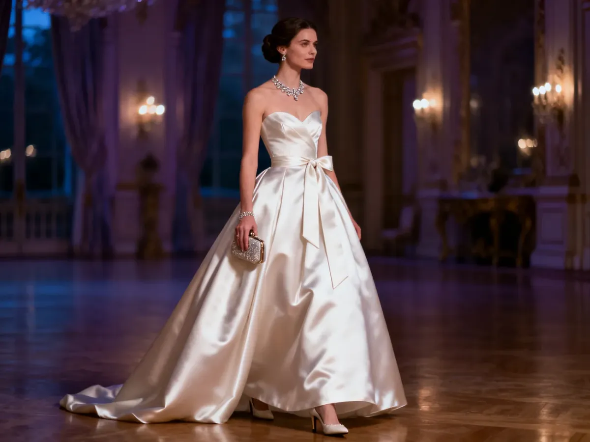 Kobieta w długiej sukni balowej podczas eleganckiego wieczornego wydarzenia