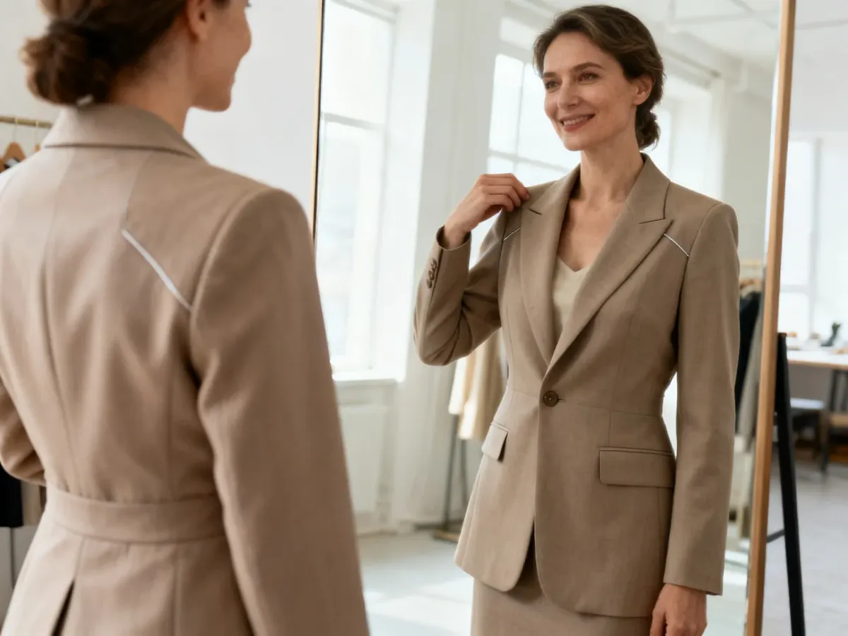 Przymierzanie marynarki o prawidłowej konstrukcji i długości