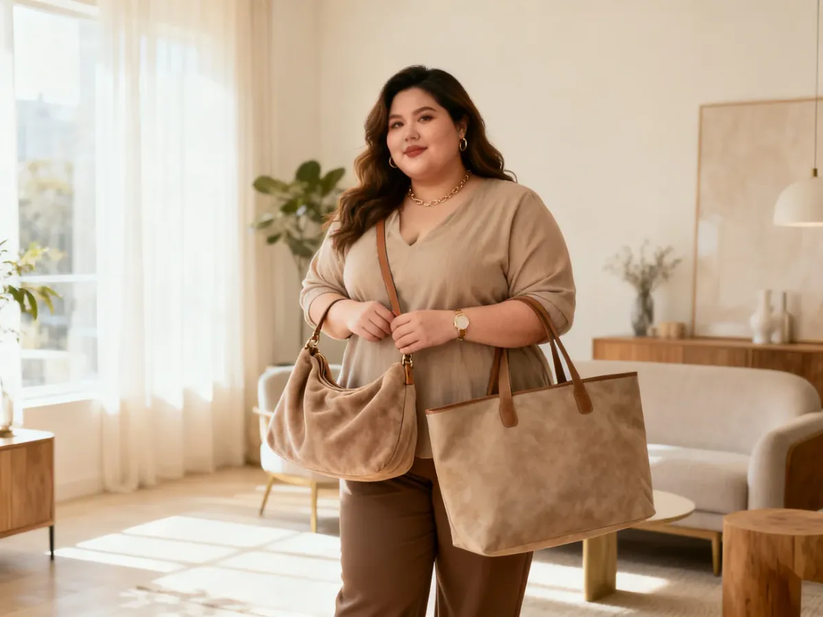Torebki hobo i shopper przy stylizacji kobiety plus size