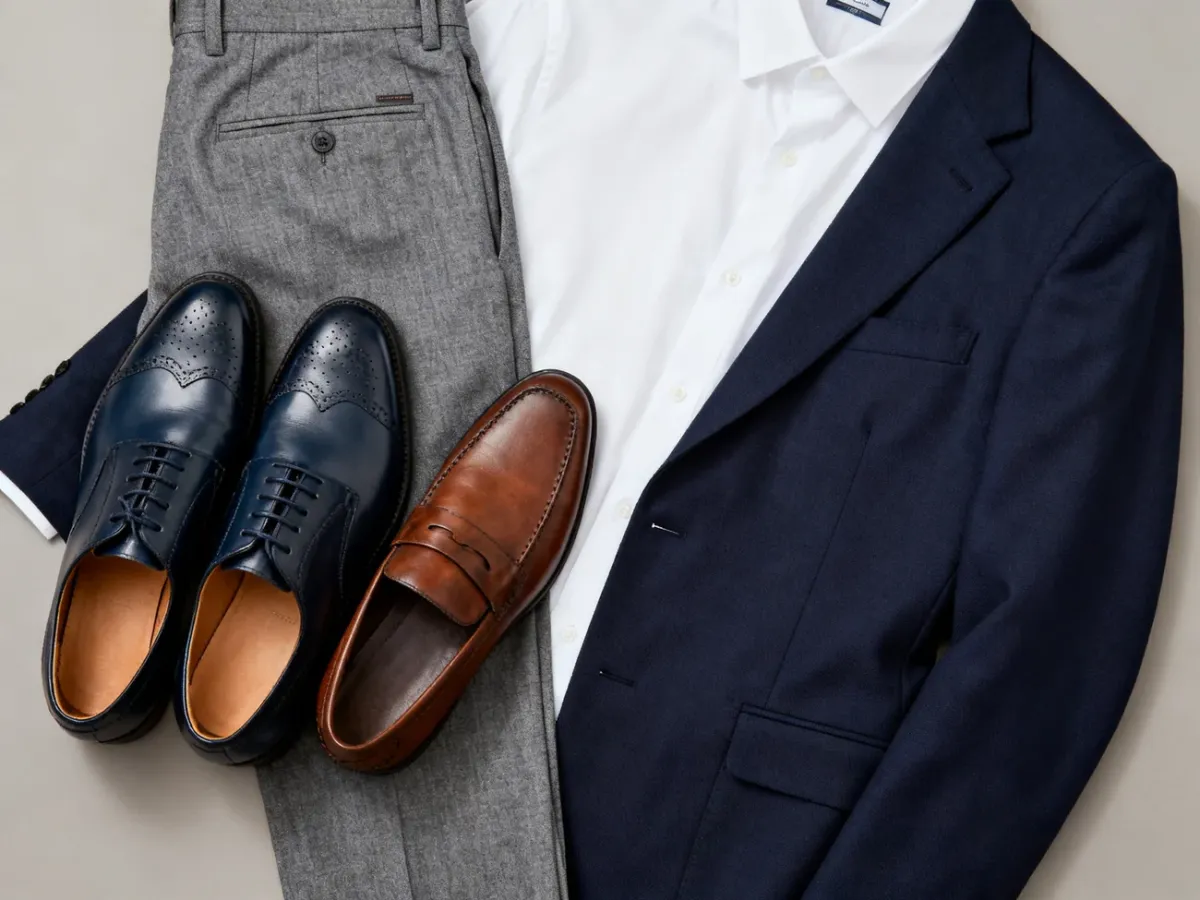 Granatowe eleganckie buty męskie w stylizacji smart casual